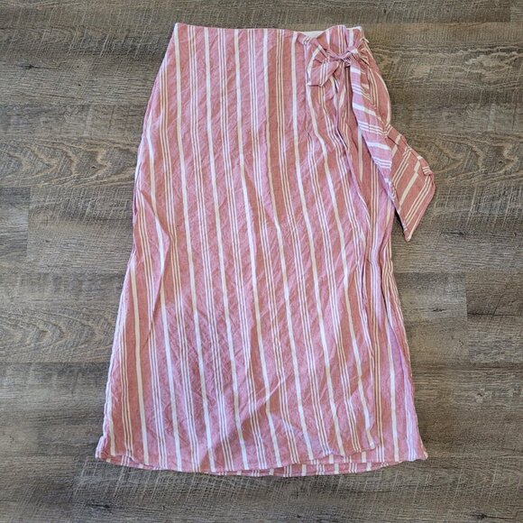 CLUB MONACO | Wrap Stripe Linen Skirt | Sz. 0 - Picture 4 of 9
